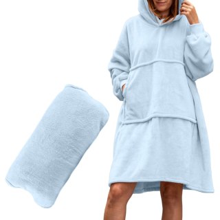 Bluzair Bluza Koc Hoodie Oversize Polska Błękitny