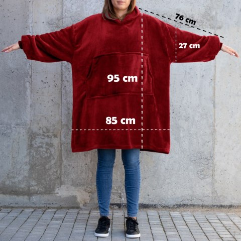 Bluzair Bluza Koc Hoodie Oversize Polska Bordowy