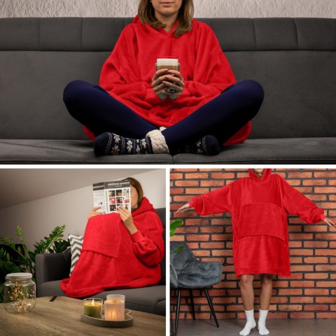 Bluzair Bluza Koc Hoodie Oversize Polska Czerwona