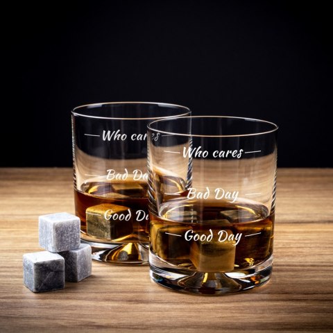 Etui na whisky i 2 szklanki Who cares prezent ślub abc-shop.pl