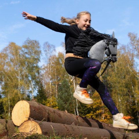 Hobby horse koń na patyku kiju dla dziecka duży A3