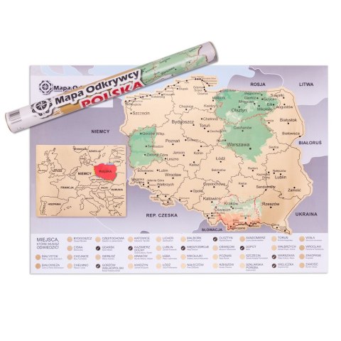 Mapa Odkrywcy Polska zdrapka PODRÓŻNIKA prezent abc-shop.pl